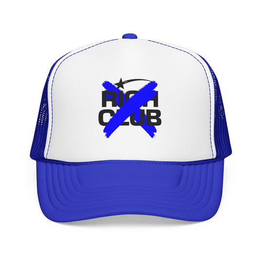"Rich Club" Blue Logo Unisex Foam Trucker Hat - Broke and Dreamin' Hats