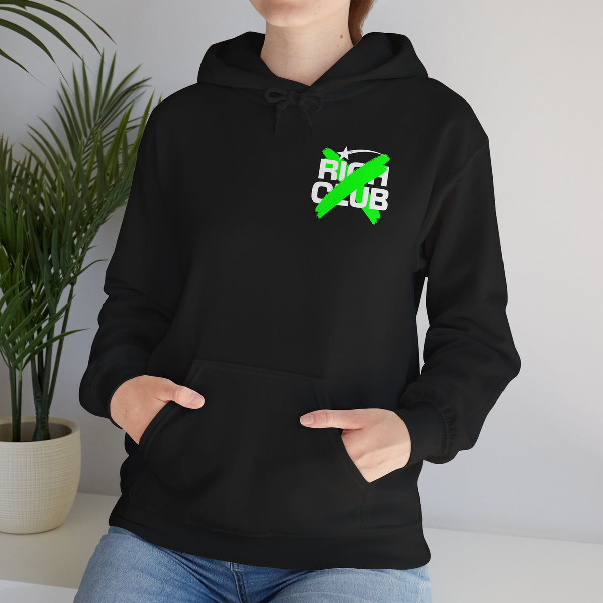 "Rich Club" Green Logo Unisex College Hoodie - Broke & Dreamin' Hoodies