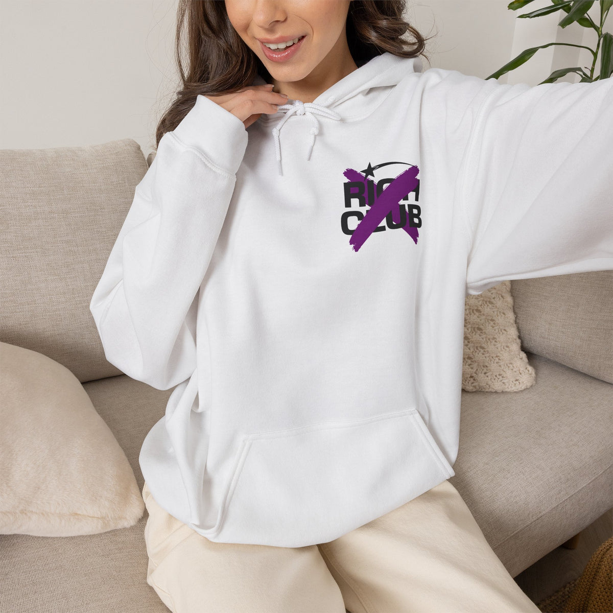 "Rich Club" Purple Logo Unisex College Hoodie - Broke & Dreamin' Hoodies