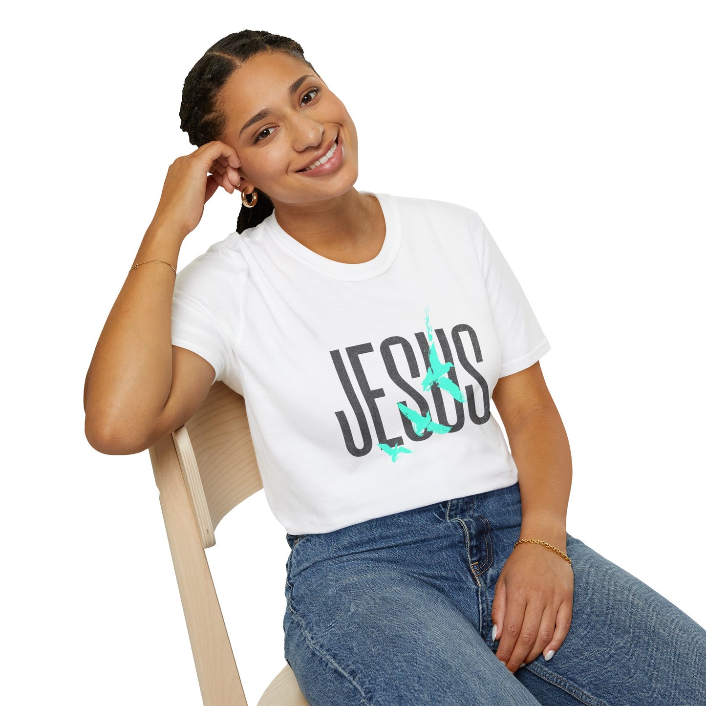 "Jesus Teal Logo” Unisex T-Shirt - Broke & Dreamin' T-Shirts