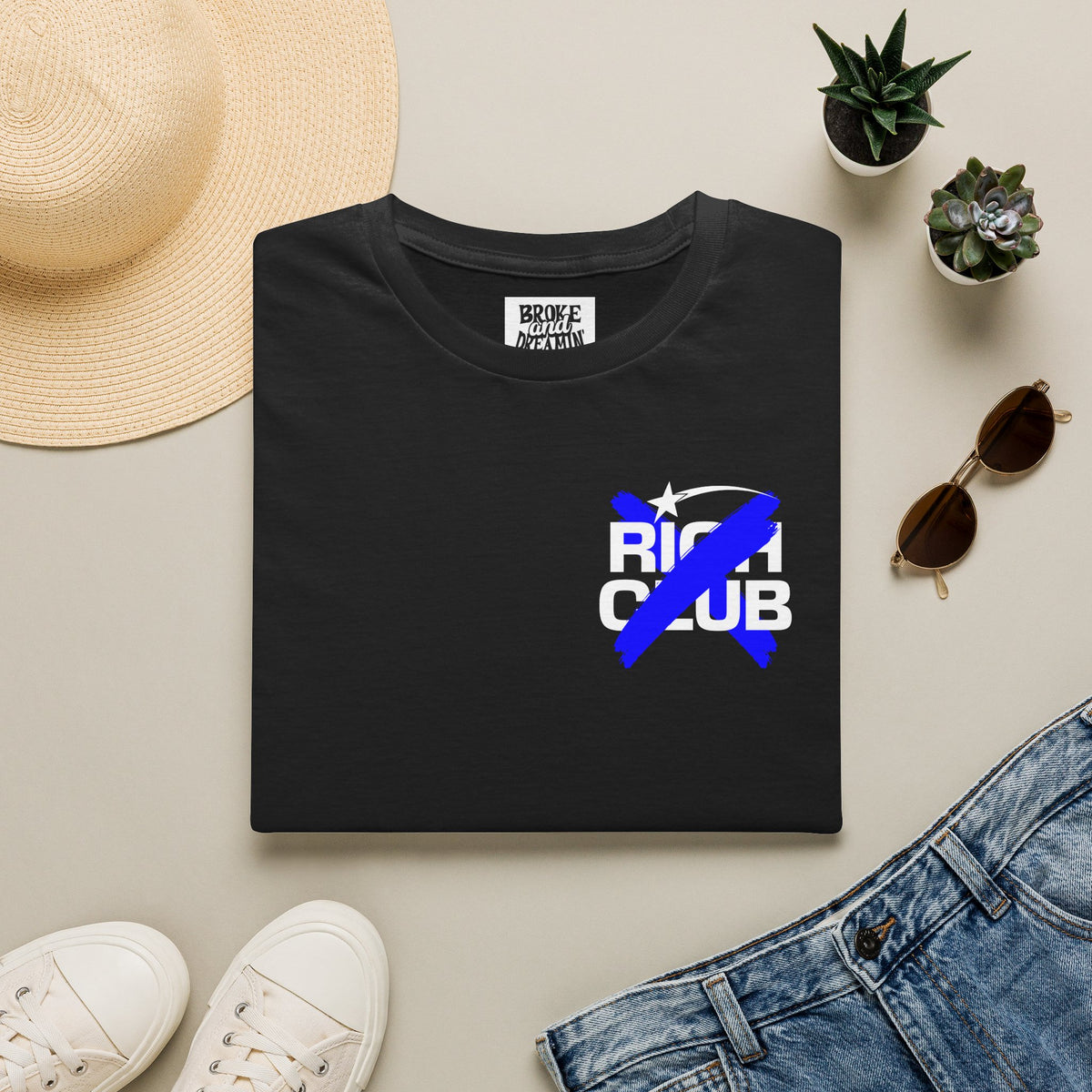 "Rich Club" Blue Logo Unisex T-Shirt - Broke & Dreamin' T-Shirts