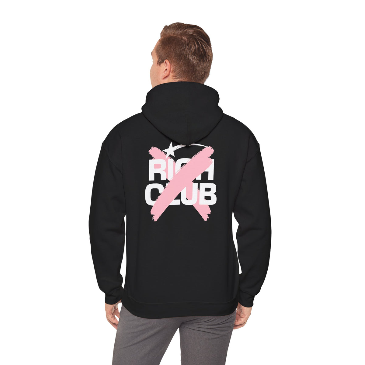"Rich Club" Pink Logo Unisex College Hoodie - Broke & Dreamin' Hoodies