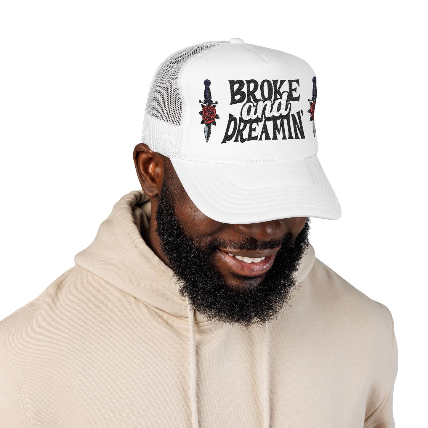 "Knife/Rose" Unisex Foam Trucker Hat - Broke and Dreamin' Hats