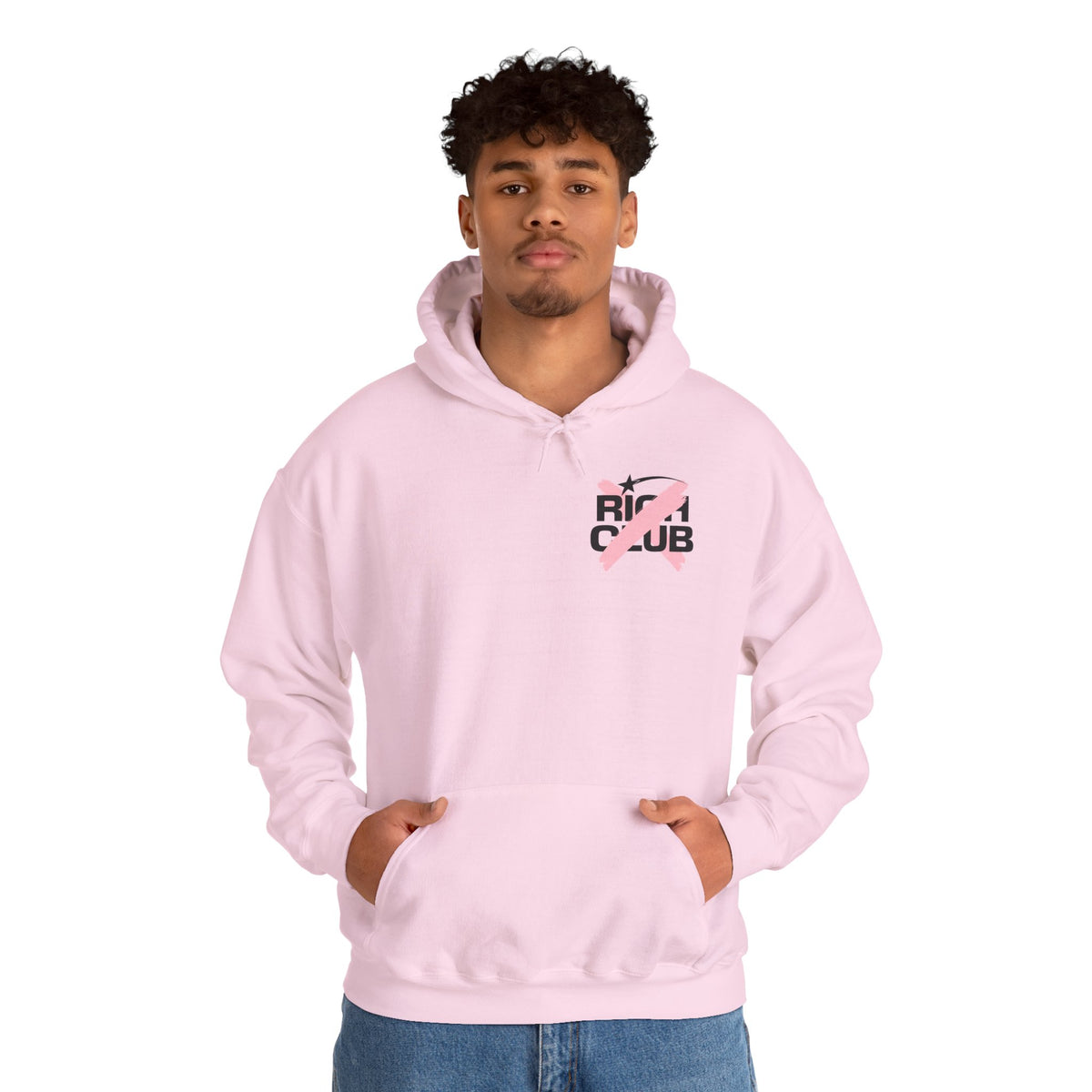 "Rich Club" Pink Logo Unisex College Hoodie - Broke & Dreamin' Hoodies