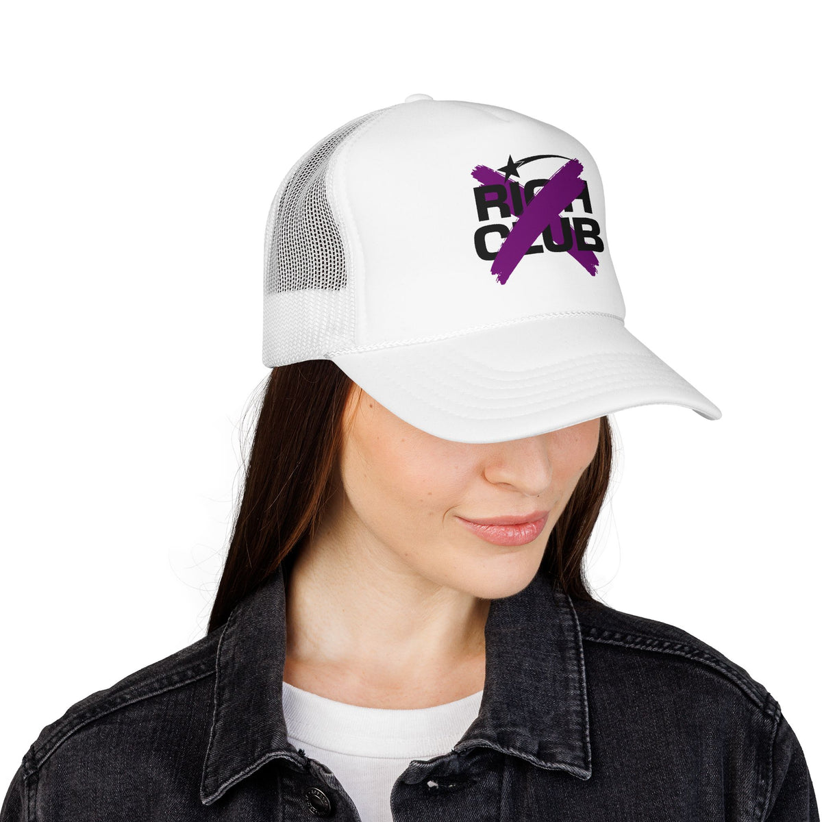 "Rich Club" Purple Logo Unisex Foam Trucker Hat - Broke and Dreamin' Hats