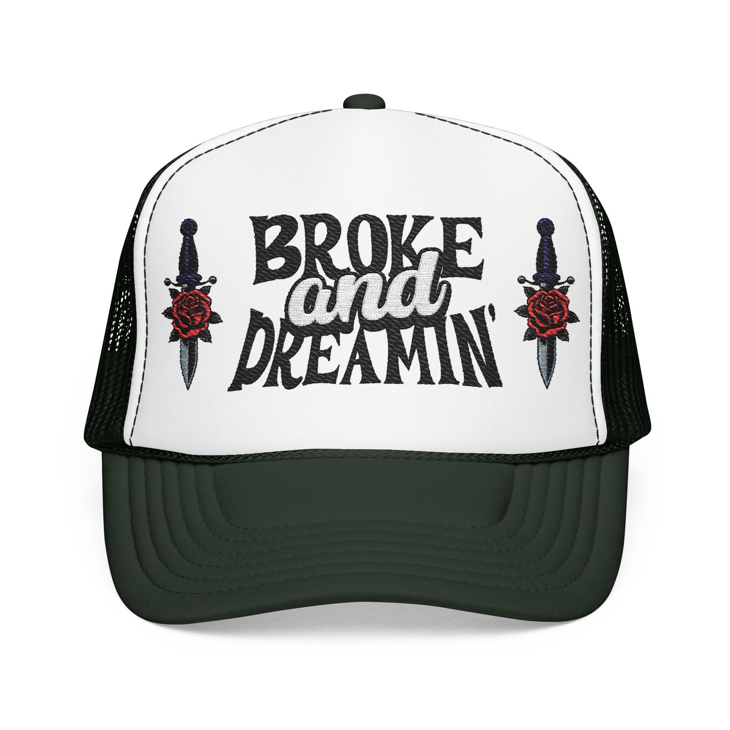 "Knife/Rose" Unisex Foam Trucker Hat - Broke and Dreamin' Hats
