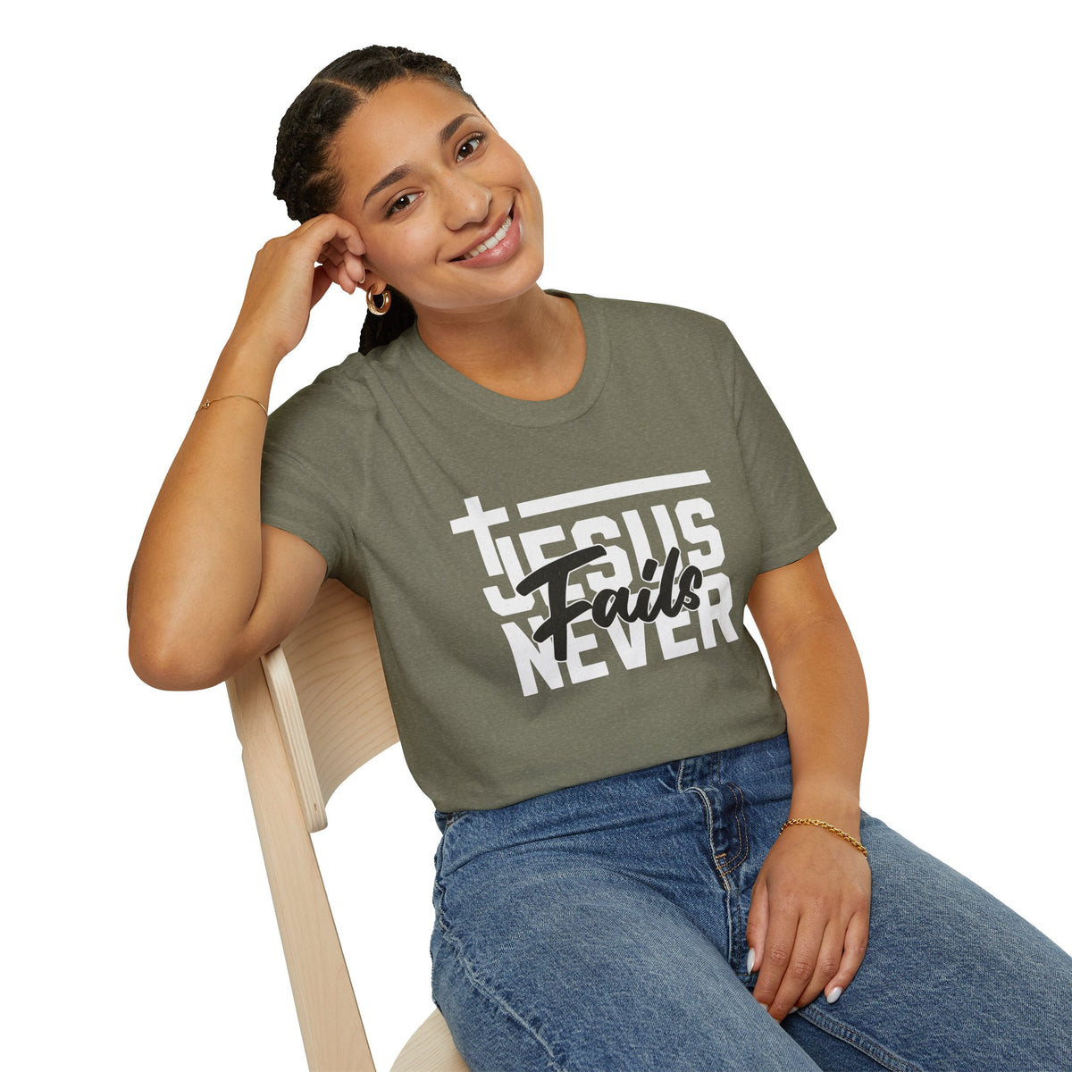 "Jesus Never Fails” Unisex T-Shirt - Broke & Dreamin' T-Shirts