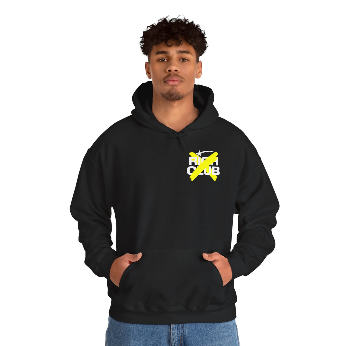 "Rich Club" Yellow Logo Unisex College Hoodie - Broke & Dreamin' Hoodies