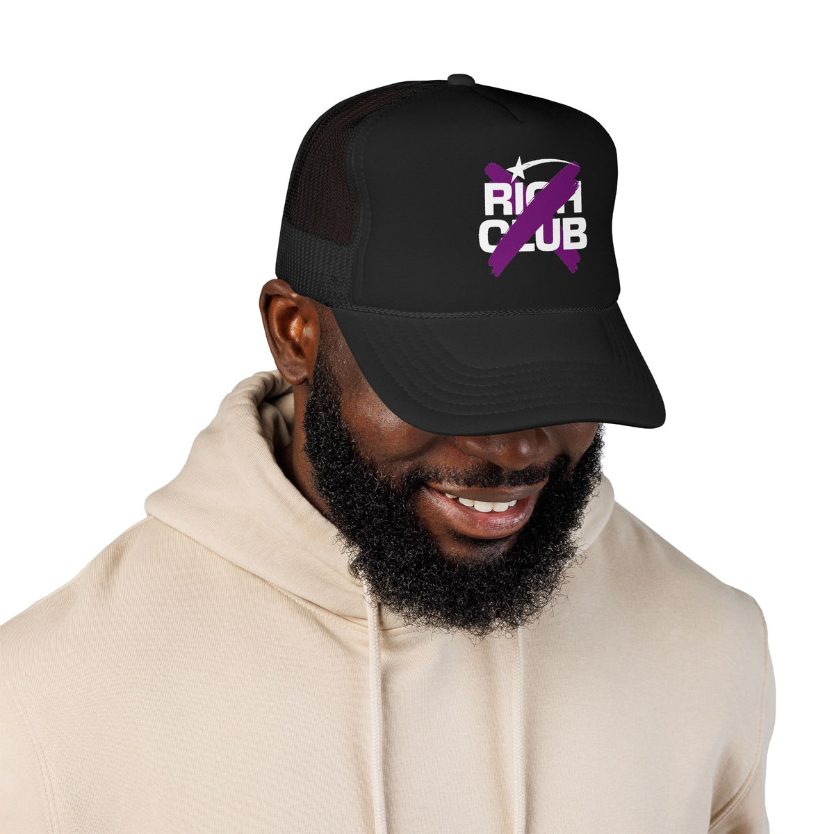 "Rich Club" Purple Logo Unisex Foam Trucker Hat - Broke and Dreamin' Hats