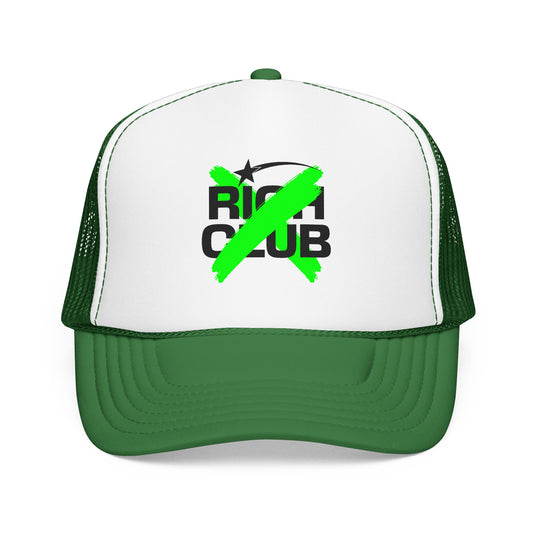 "Rich Club" Green Logo Unisex Foam Trucker Hat - Broke and Dreamin' Hats