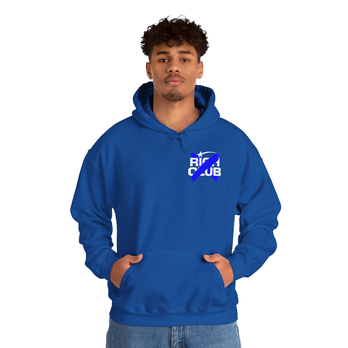 "Rich Club" Blue Logo Unisex College Hoodie - Broke & Dreamin' Hoodies