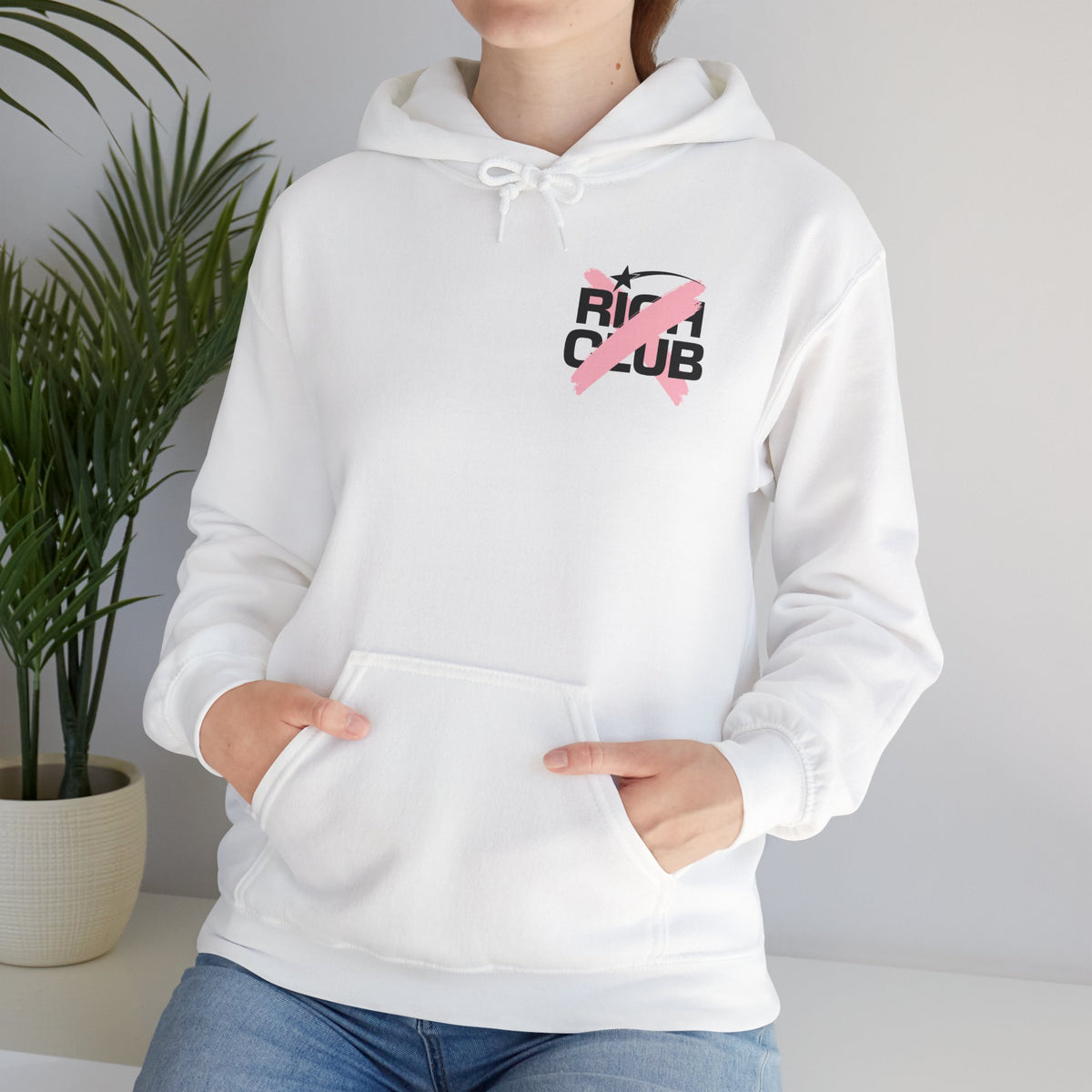 "Rich Club" Pink Logo Unisex College Hoodie - Broke & Dreamin' Hoodies
