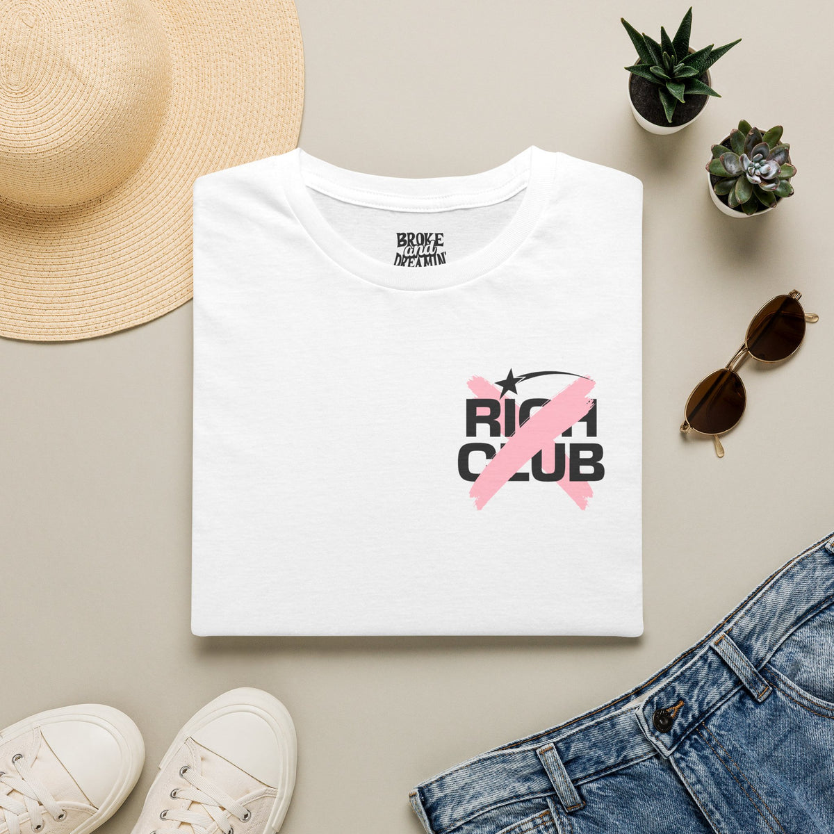 "Rich Club" Pink Logo Unisex T-Shirt - Broke & Dreamin' T-Shirts