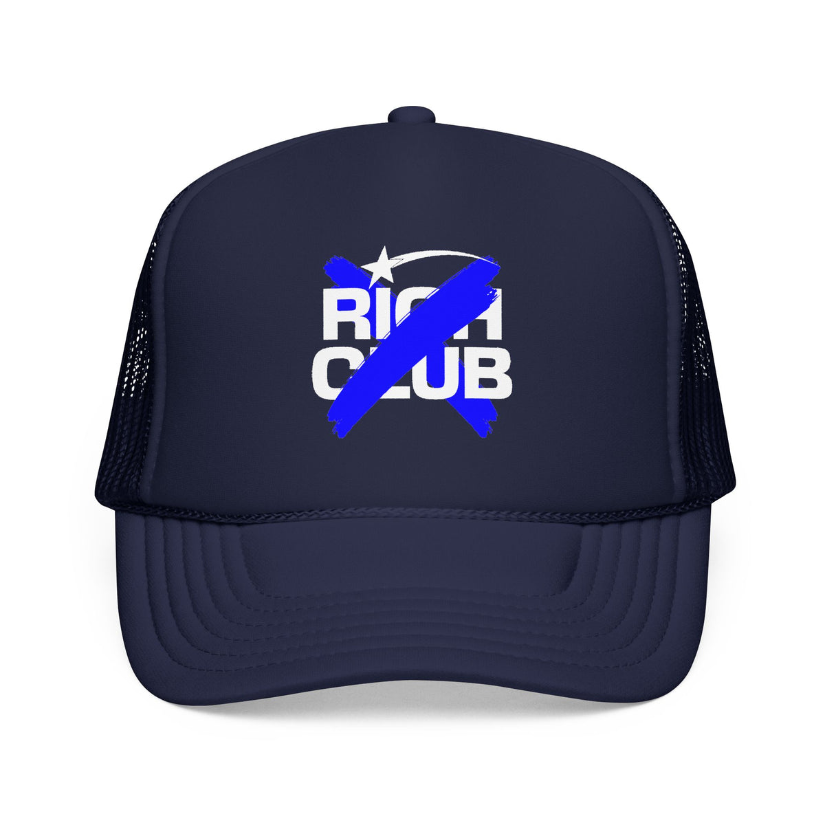 "Rich Club" Blue Logo Unisex Foam Trucker Hat - Broke and Dreamin' Hats