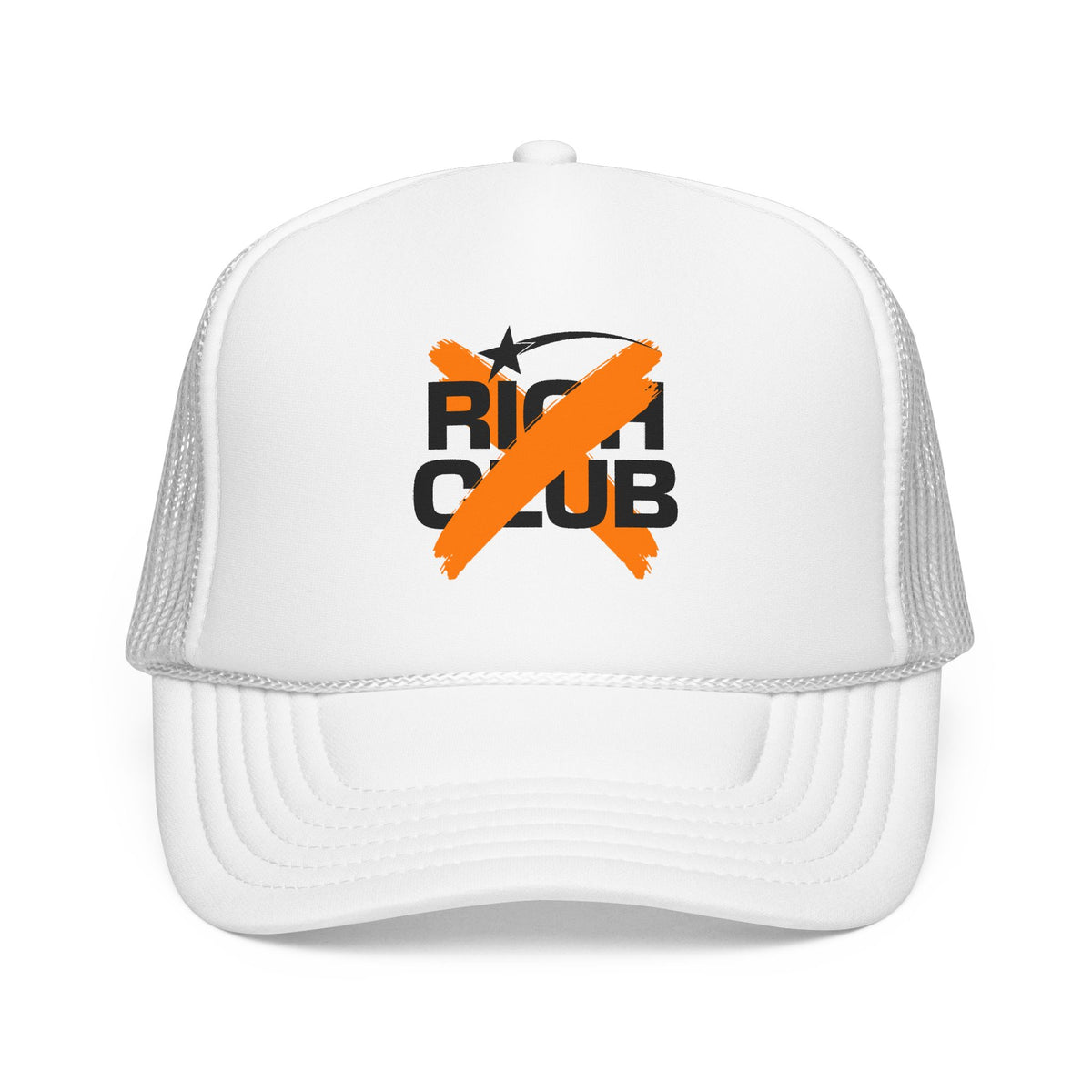 "Rich Club" Orange Logo Unisex Foam Trucker Hat - Broke and Dreamin' Hats