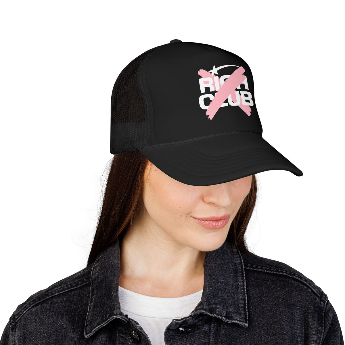 "Rich Club" Pink Logo Unisex Foam Trucker Hat - Broke and Dreamin' Hats