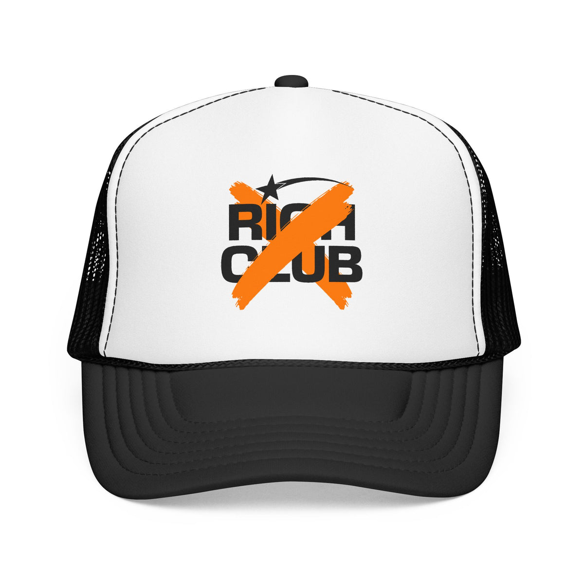 "Rich Club" Orange Logo Unisex Foam Trucker Hat - Broke and Dreamin' Hats