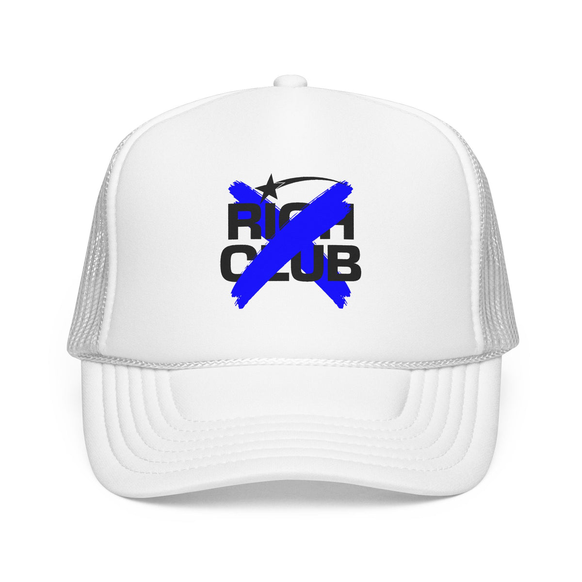 "Rich Club" Blue Logo Unisex Foam Trucker Hat - Broke and Dreamin' Hats