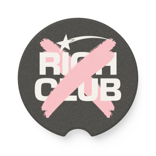 "Rich Club" Pink Logo Soapstone Car Coaster – Broke & Dreamin' Car Cup Holder Coaster
