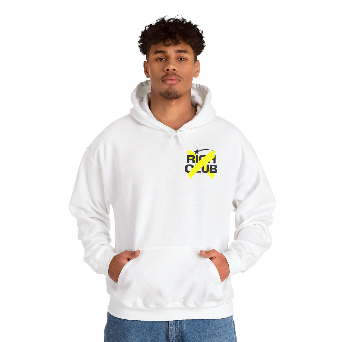 "Rich Club" Yellow Logo Unisex College Hoodie - Broke & Dreamin' Hoodies