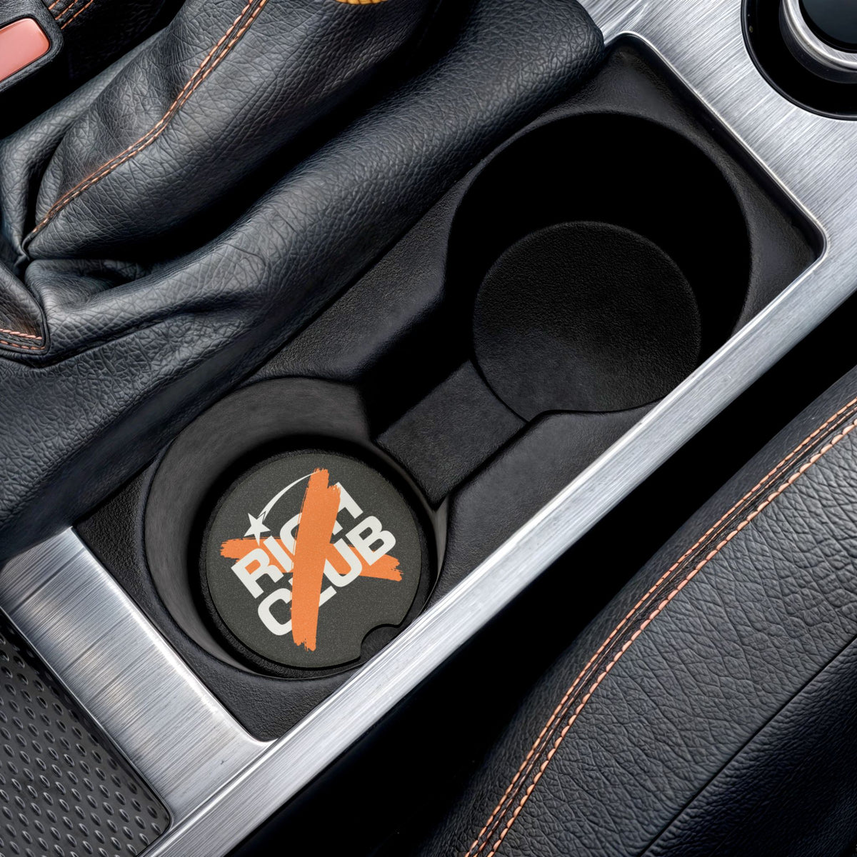 "Rich Club" Orange Logo Soapstone Car Coaster – Broke & Dreamin' Car Cup Holder Coaster