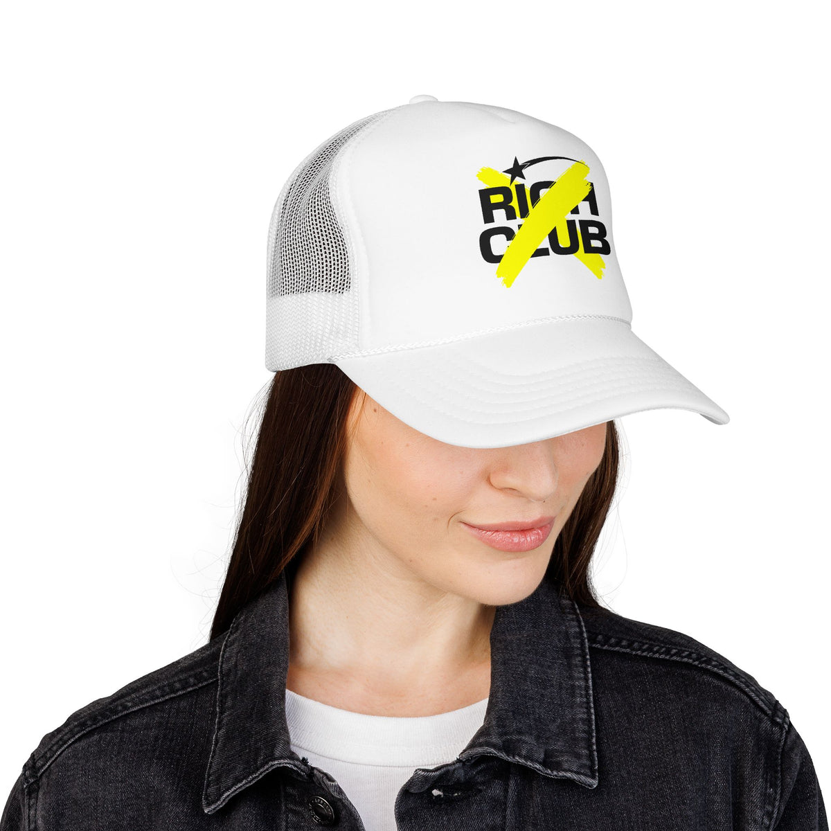 "Rich Club" Yellow Logo Unisex Foam Trucker Hat - Broke and Dreamin' Hats