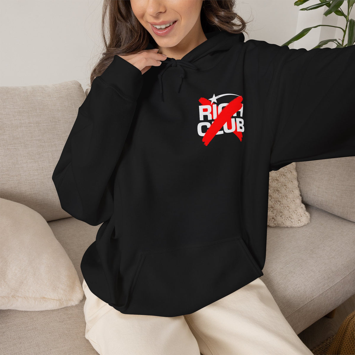 "Rich Club" Red Logo Unisex College Hoodie - Broke & Dreamin' Hoodies
