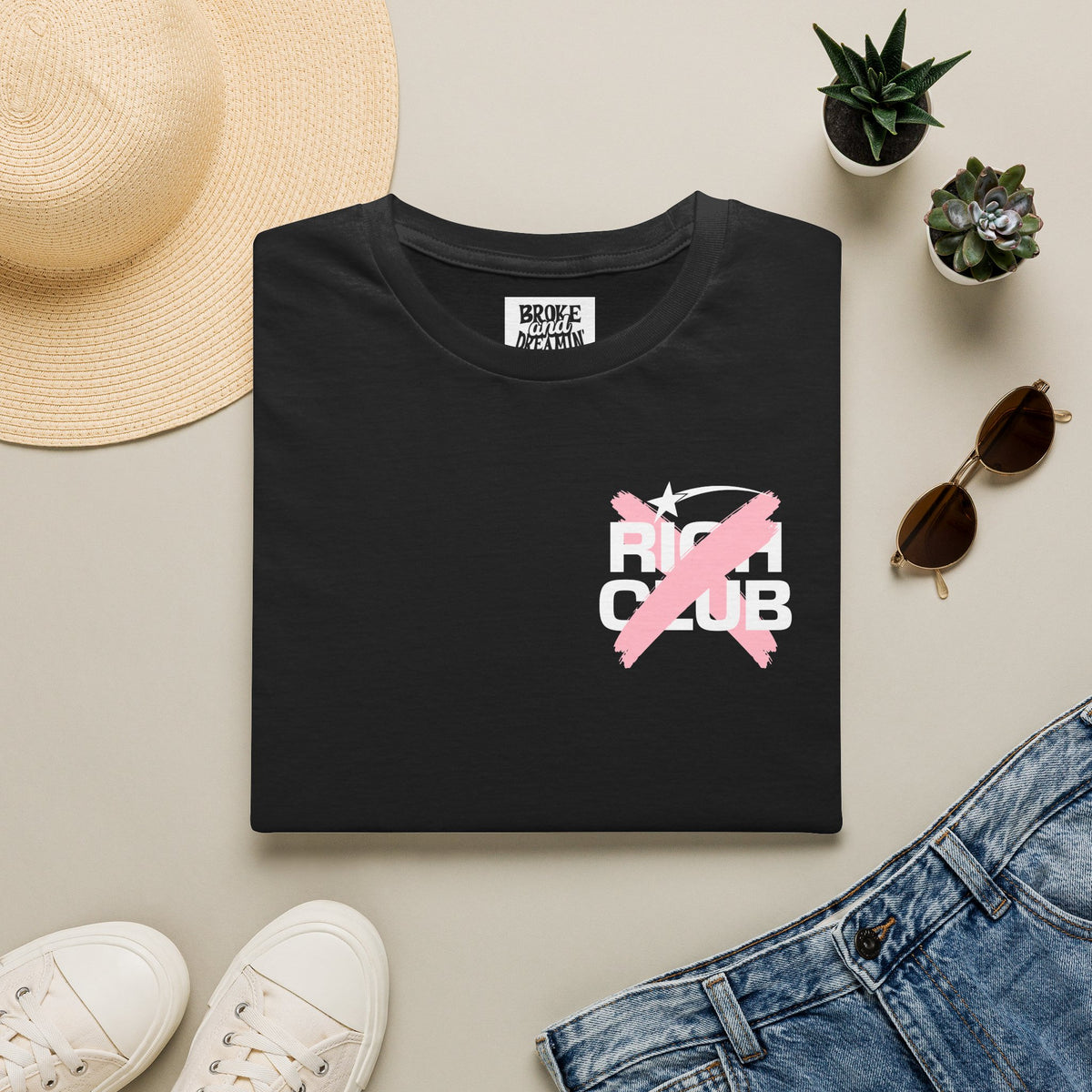 "Rich Club" Pink Logo Unisex T-Shirt - Broke & Dreamin' T-Shirts