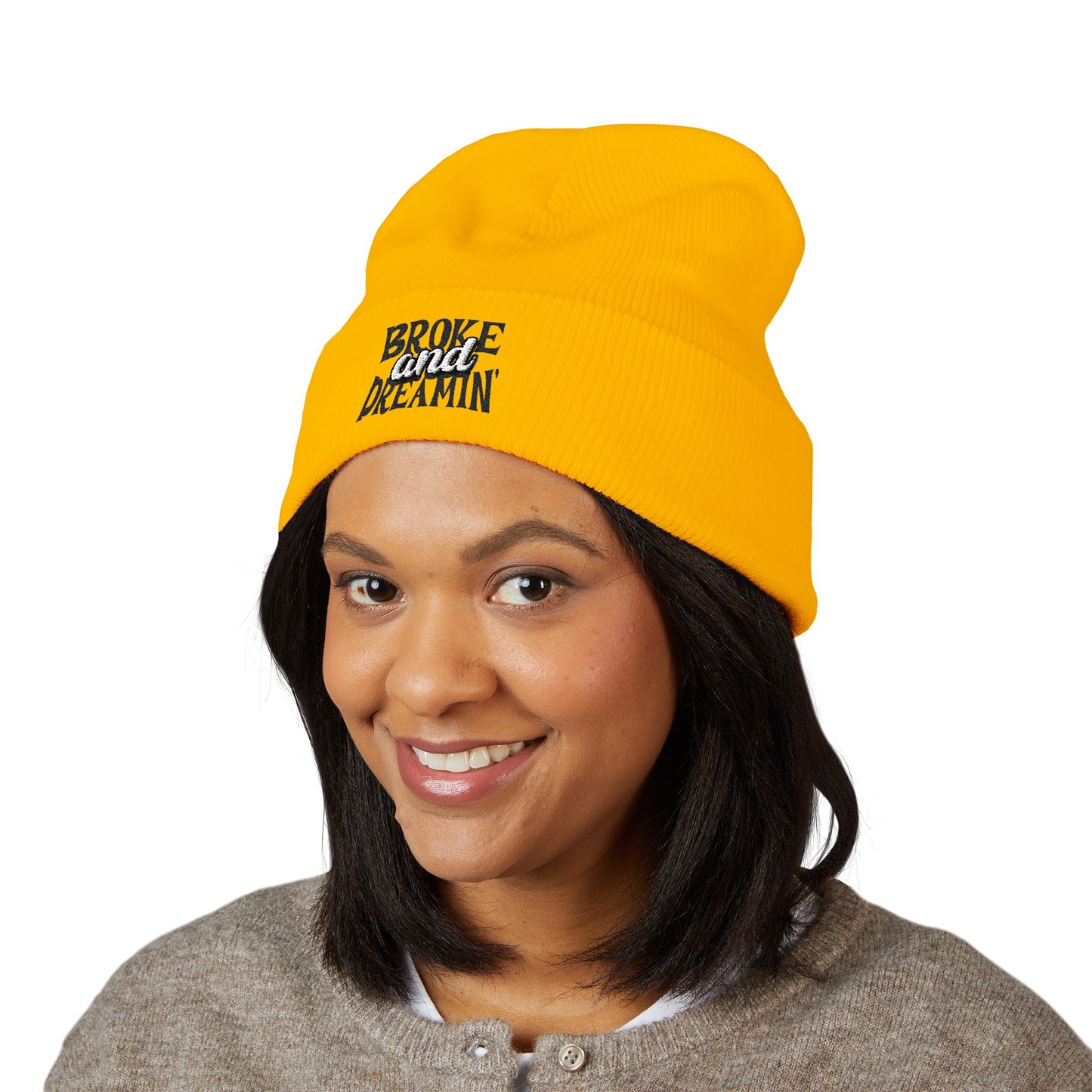 "Broke and Dreamin' Logo" Embroidered Cuffed Beanie - Broke & Dreamin' Beanies