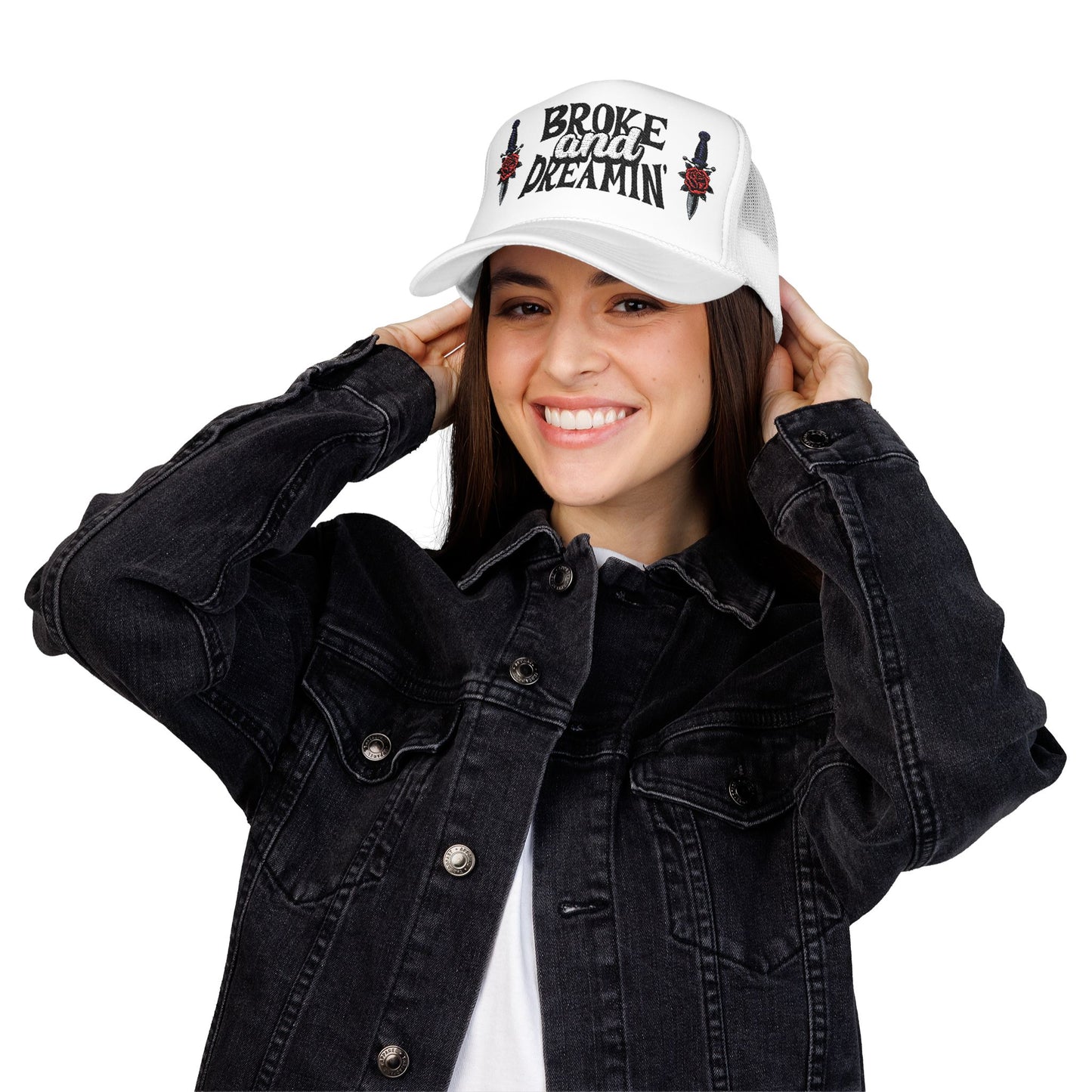 "Knife/Rose" Unisex Foam Trucker Hat - Broke and Dreamin' Hats