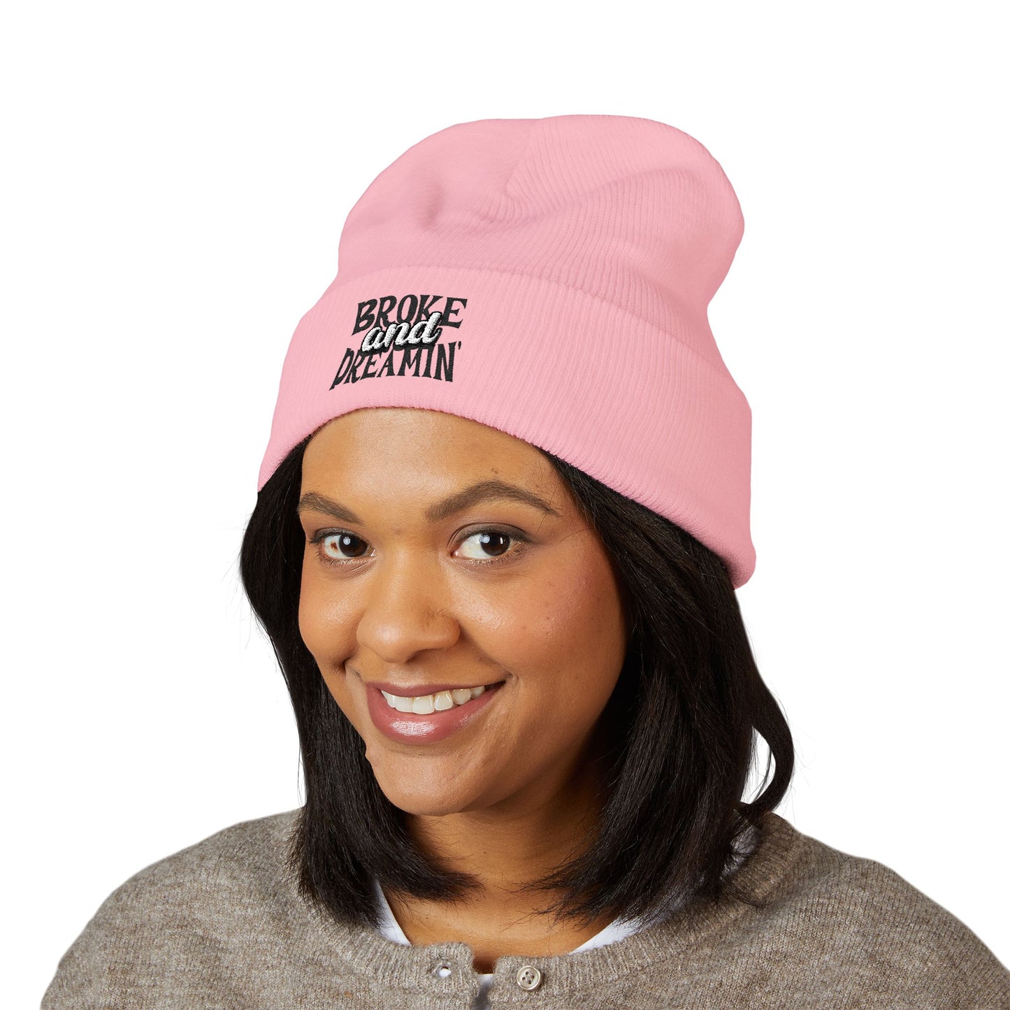 "Broke and Dreamin' Logo" Embroidered Cuffed Beanie - Broke & Dreamin' Beanies