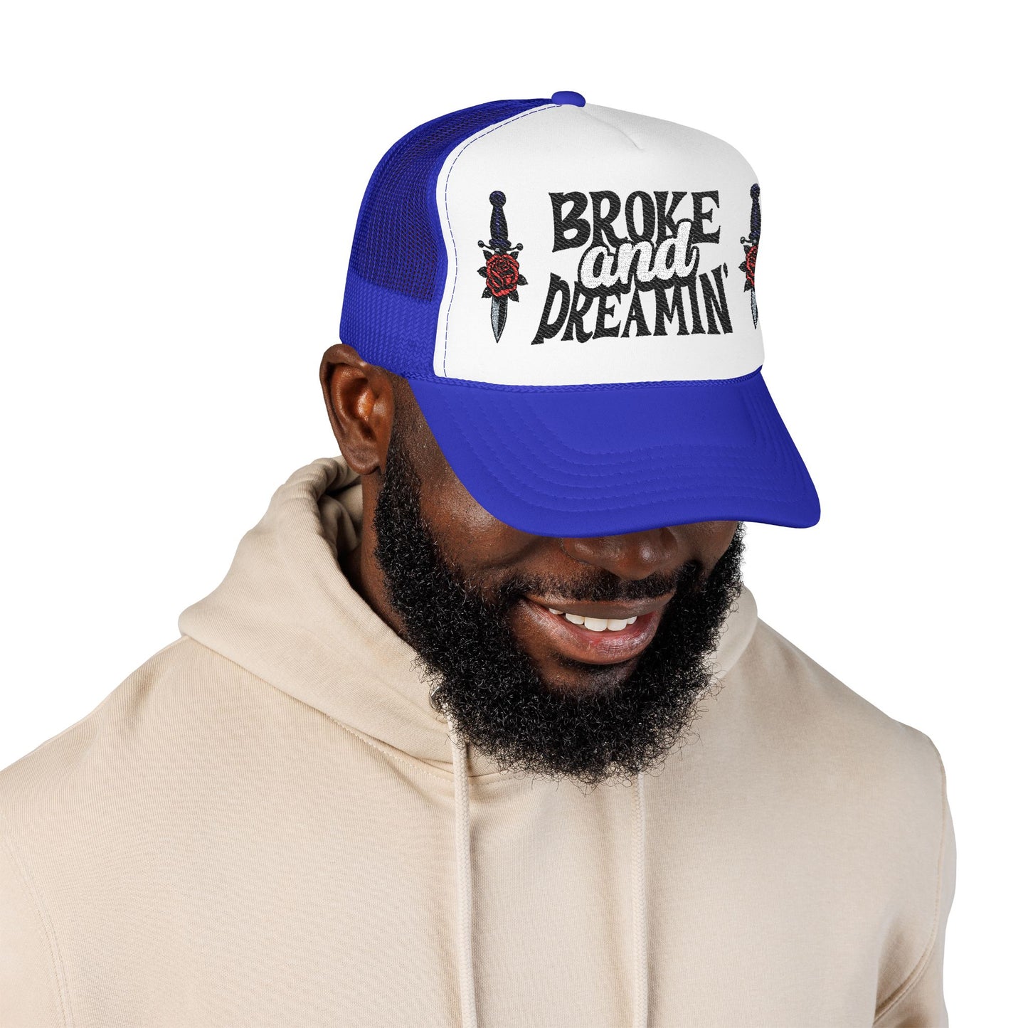 "Knife/Rose" Unisex Foam Trucker Hat - Broke and Dreamin' Hats
