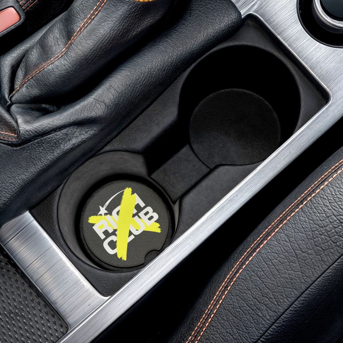 "Rich Club" Yellow Logo Soapstone Car Coaster – Broke & Dreamin' Car Cup Holder Coaster