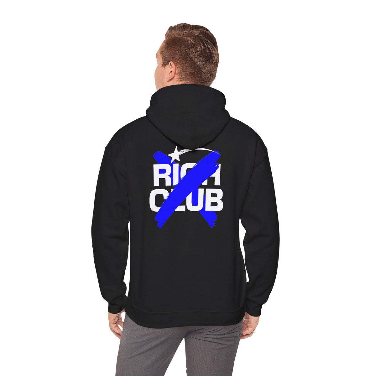 "Rich Club" Blue Logo Unisex College Hoodie - Broke & Dreamin' Hoodies