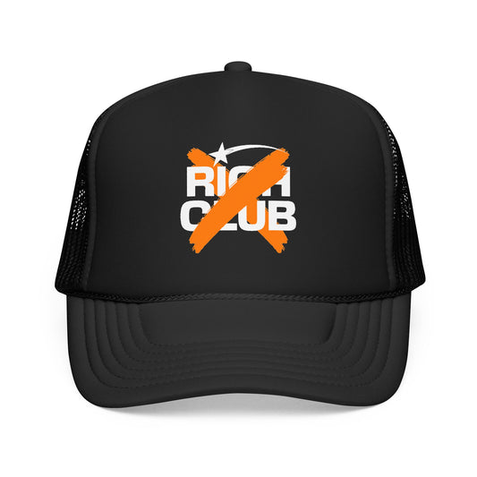 "Rich Club" Orange Logo Unisex Foam Trucker Hat - Broke and Dreamin' Hats