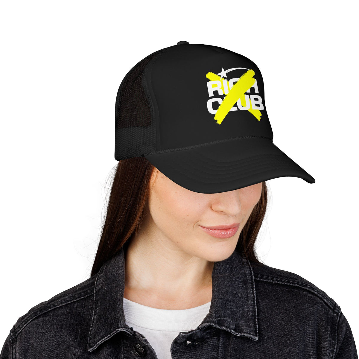 "Rich Club" Yellow Logo Unisex Foam Trucker Hat - Broke and Dreamin' Hats