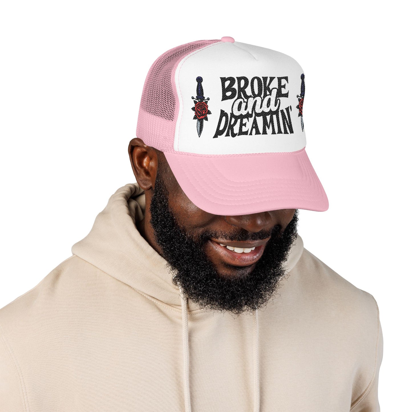"Knife/Rose" Unisex Foam Trucker Hat - Broke and Dreamin' Hats