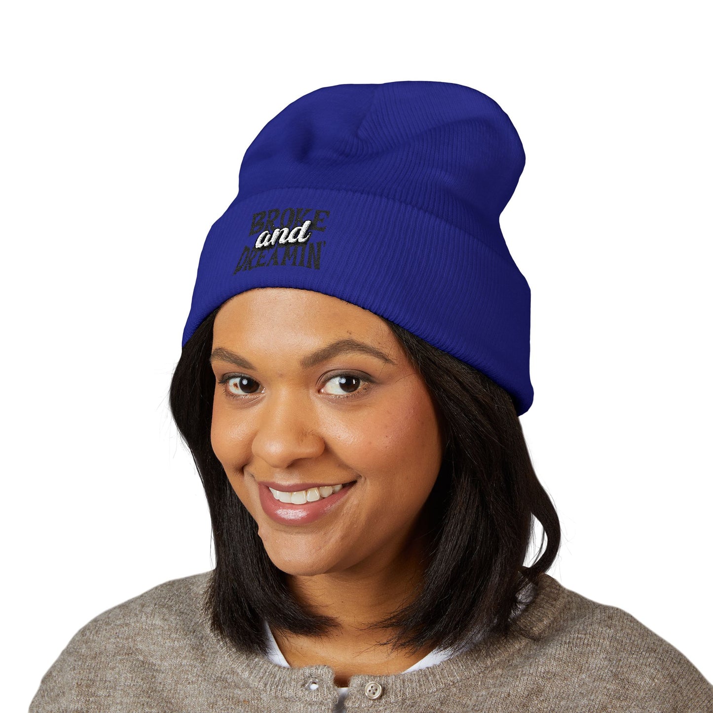 "Broke and Dreamin' Logo" Embroidered Cuffed Beanie - Broke & Dreamin' Beanies