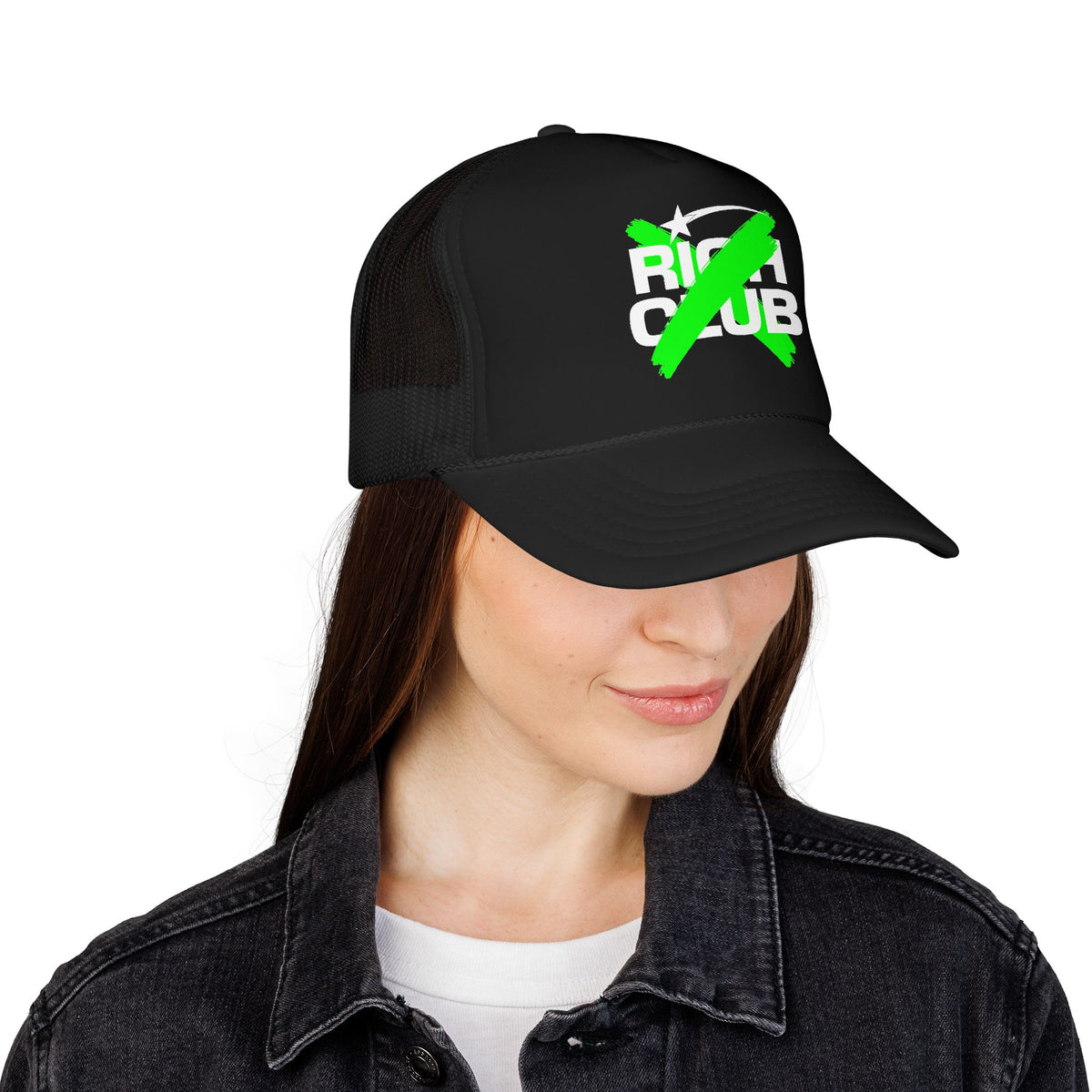 "Rich Club" Green Logo Unisex Foam Trucker Hat - Broke and Dreamin' Hats