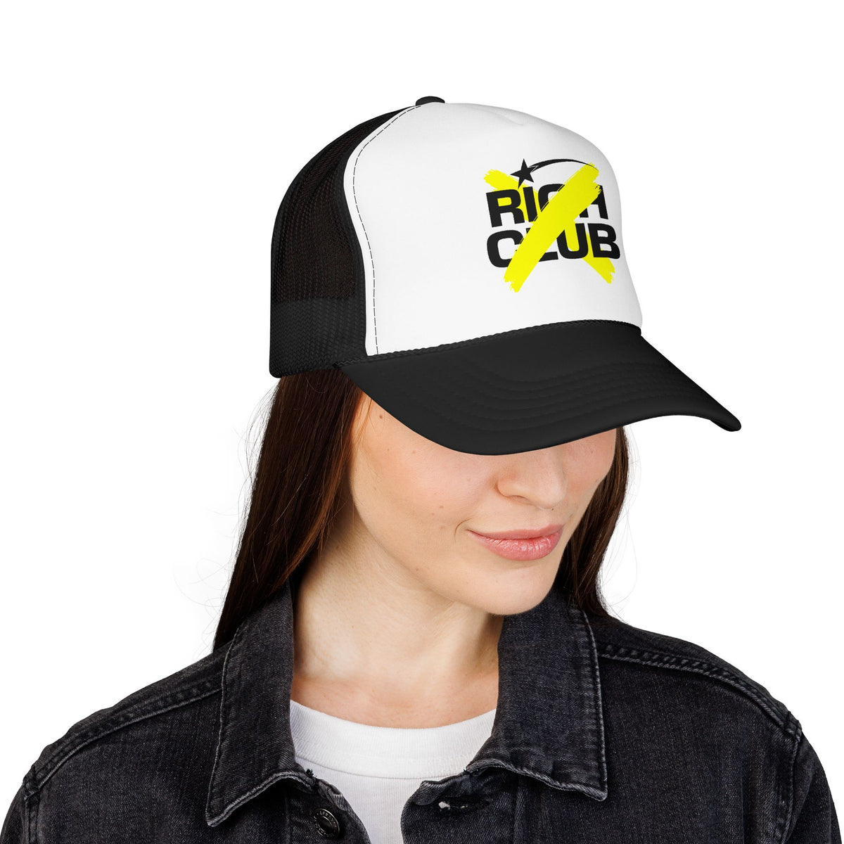"Rich Club" Yellow Logo Unisex Foam Trucker Hat - Broke and Dreamin' Hats