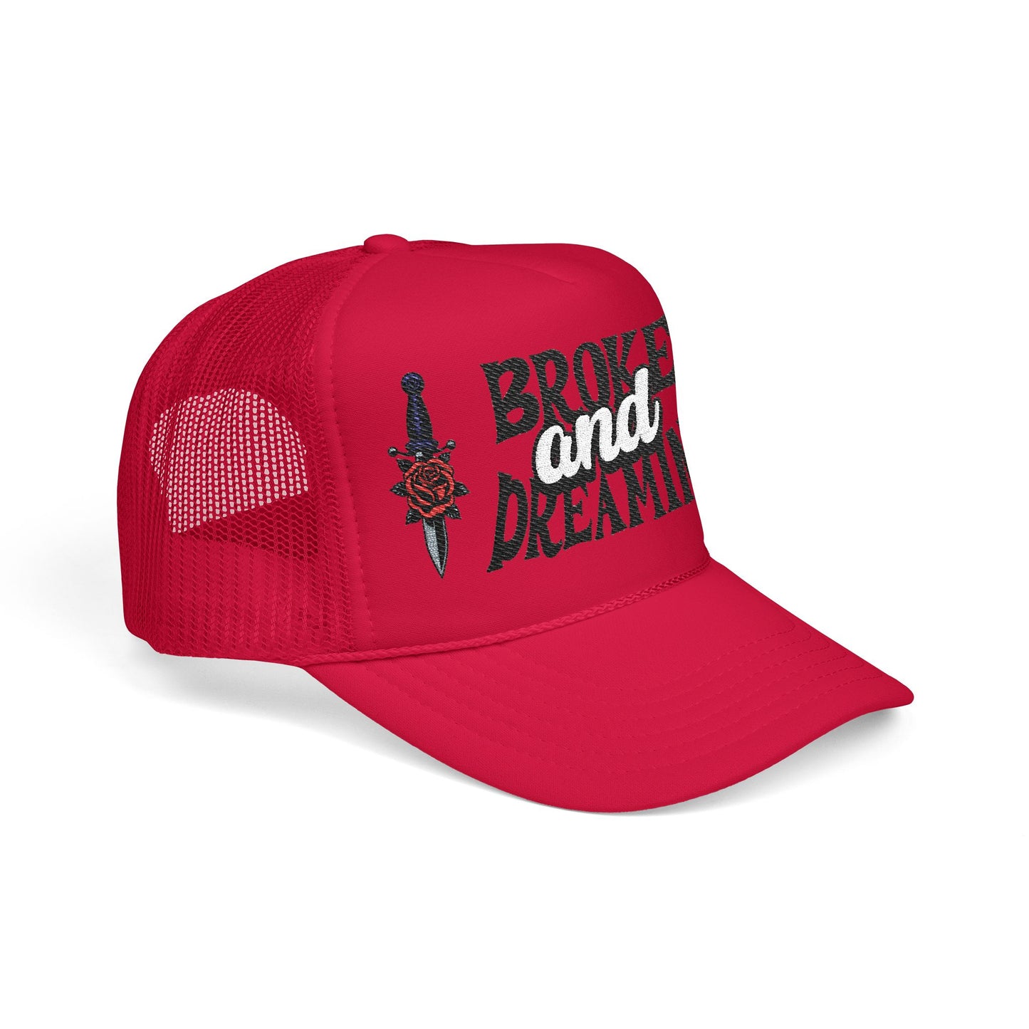 "Knife/Rose" Unisex Foam Trucker Hat - Broke and Dreamin' Hats