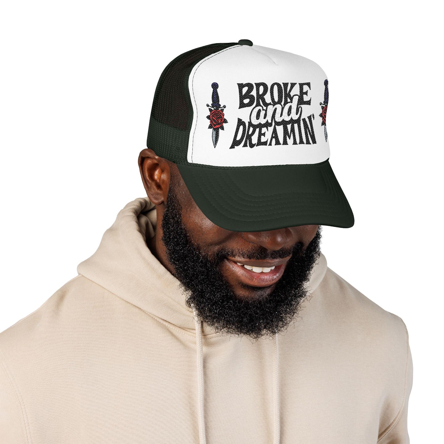 "Knife/Rose" Unisex Foam Trucker Hat - Broke and Dreamin' Hats
