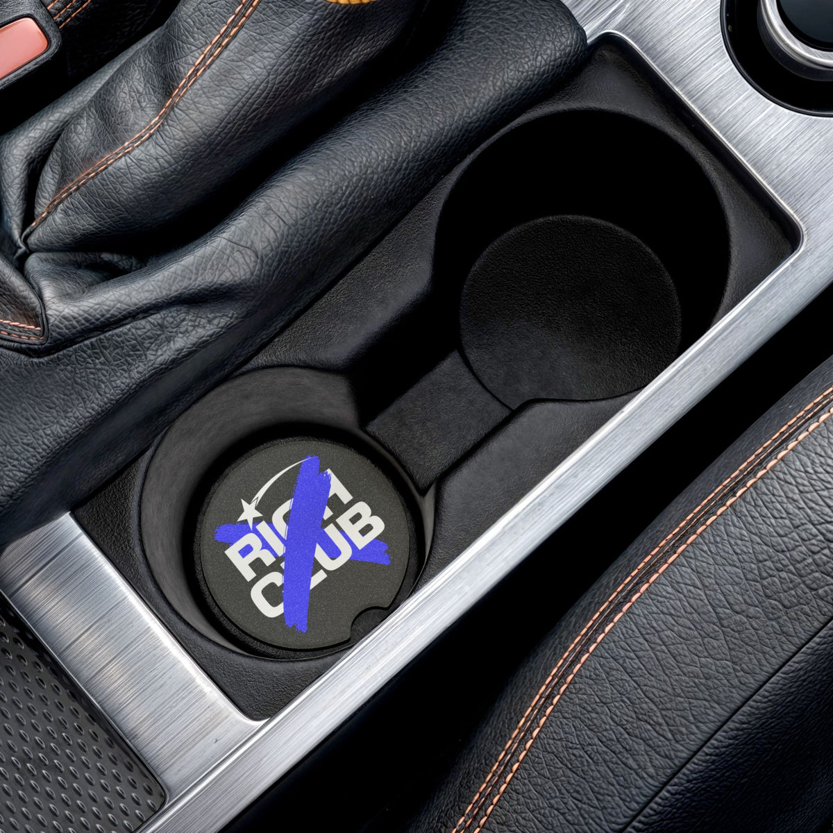 "Rich Club" Blue Logo Soapstone Car Coaster – Broke & Dreamin' Car Cup Holder Coaster