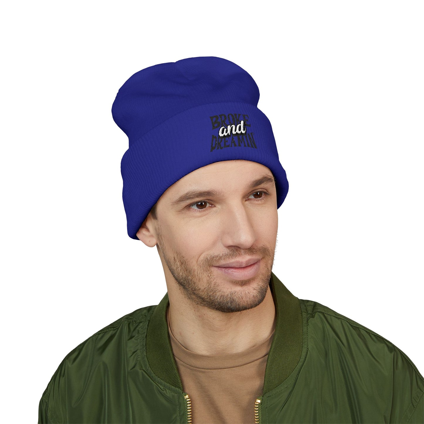 "Broke and Dreamin' Logo" Embroidered Cuffed Beanie - Broke & Dreamin' Beanies