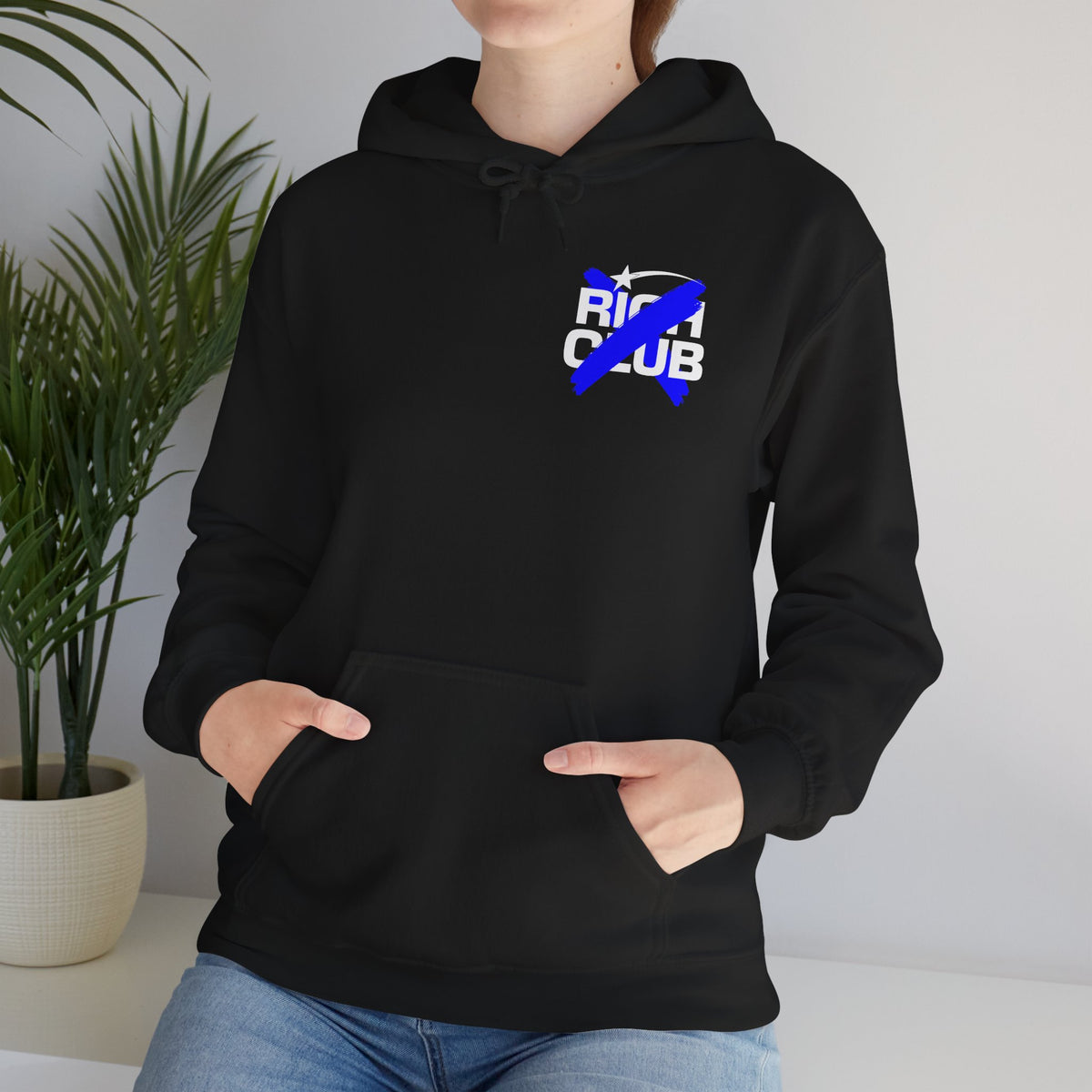 "Rich Club" Blue Logo Unisex College Hoodie - Broke & Dreamin' Hoodies