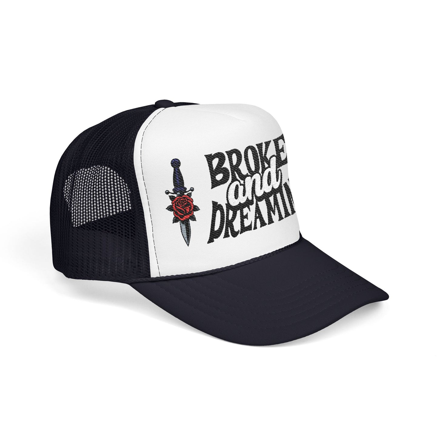 "Knife/Rose" Unisex Foam Trucker Hat - Broke and Dreamin' Hats