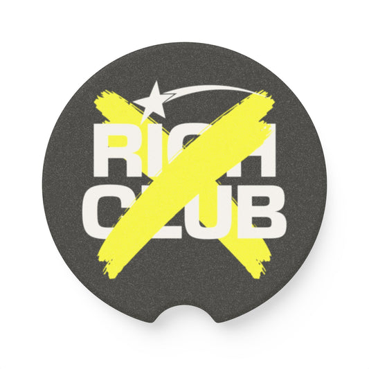 "Rich Club" Yellow Logo Soapstone Car Coaster – Broke & Dreamin' Car Cup Holder Coaster