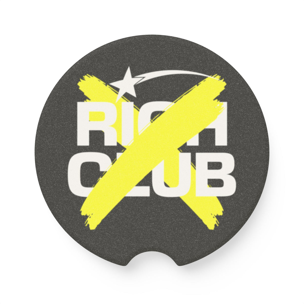 "Rich Club" Yellow Logo Soapstone Car Coaster – Broke & Dreamin' Car Cup Holder Coaster