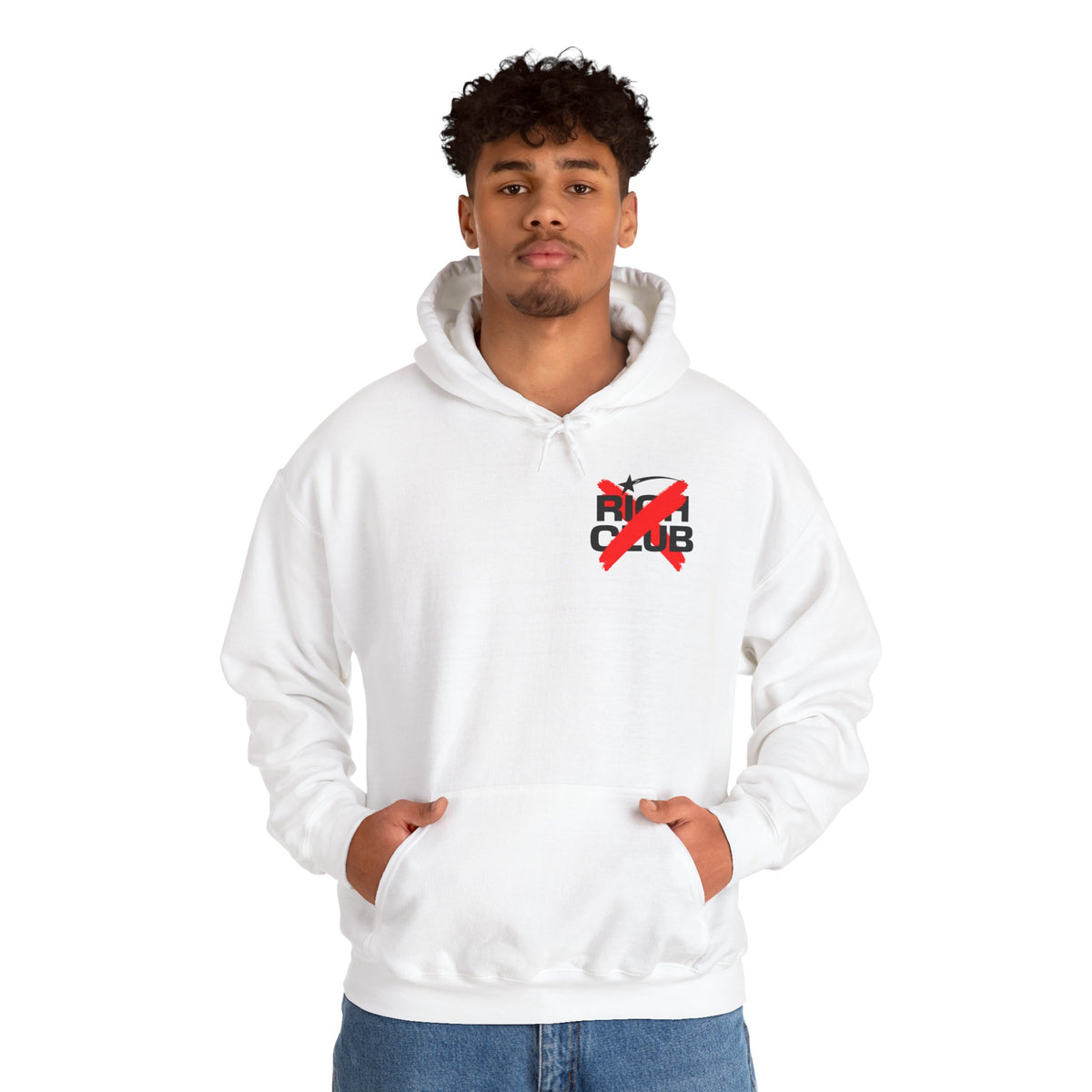 "Rich Club" Red Logo Unisex College Hoodie - Broke & Dreamin' Hoodies