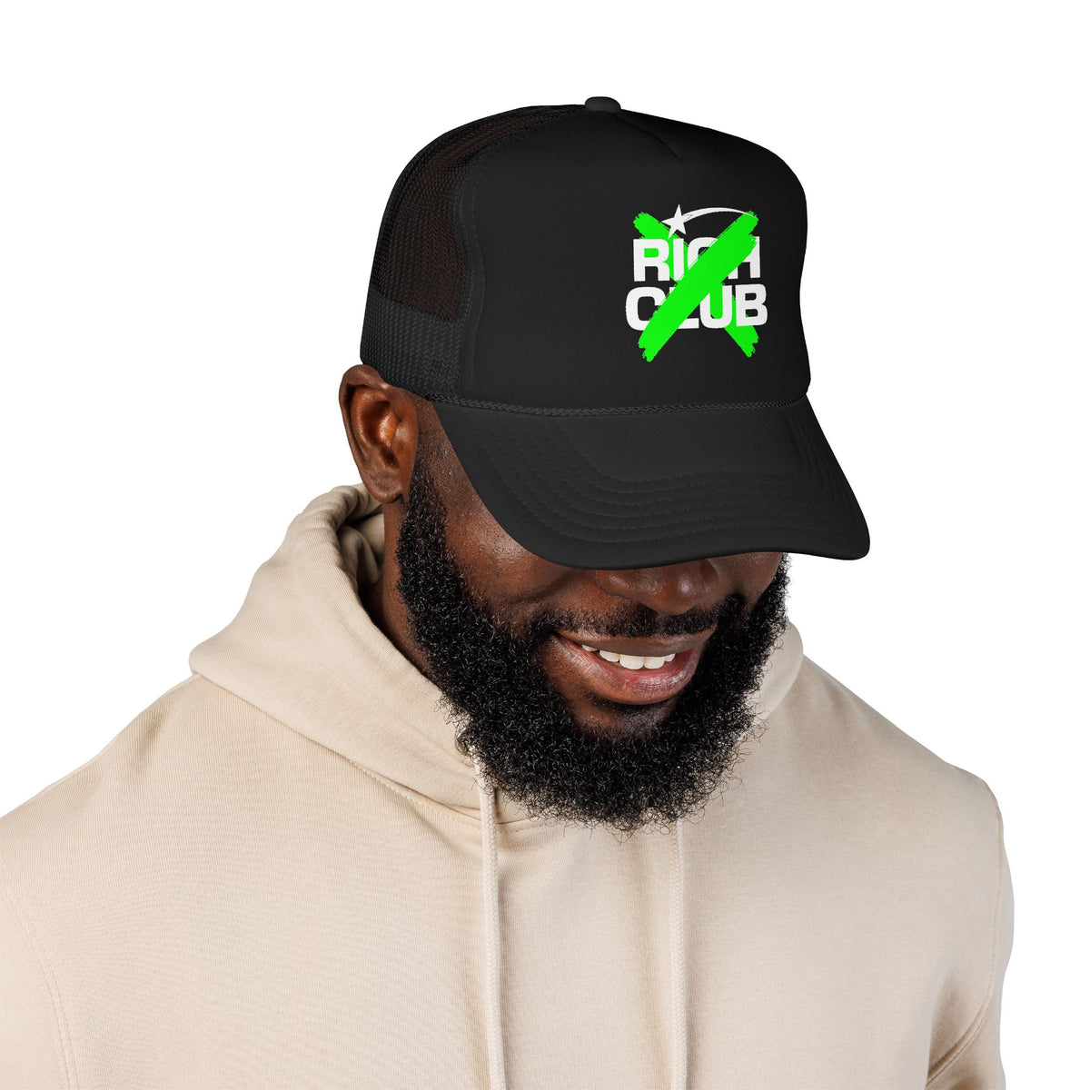 "Rich Club" Green Logo Unisex Foam Trucker Hat - Broke and Dreamin' Hats